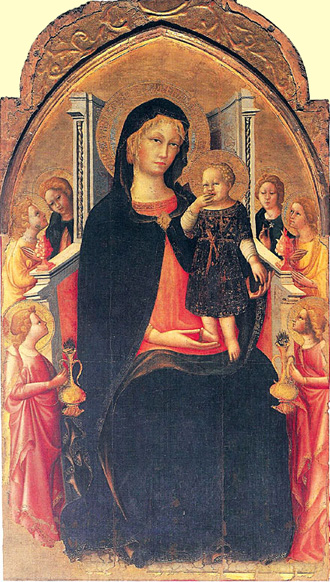 Арканджело ди Кола да Камерино. Мадонна с Младенцем на троне